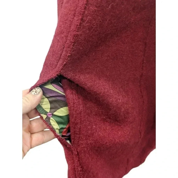 Beyond Threads Jacket Womens Size Medium Red Alpaca Wool Blend Button Front - Picture 6 of 8